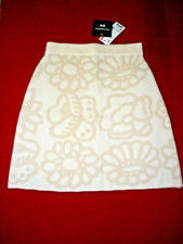 NWT Uniqlo Marimekko 100 Wool Mini Knit Skirt Floral Print Sz XS Off White NEW