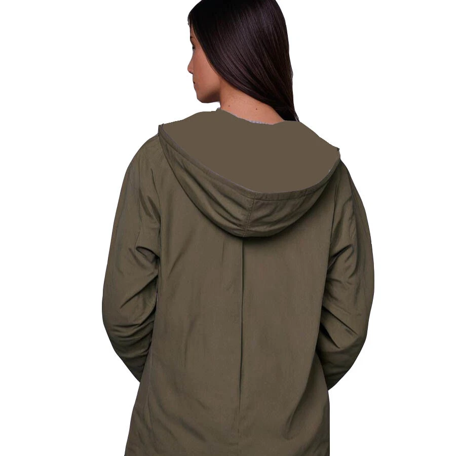 Womens Jacket Size UK 16 Khaki Boohoo Rain Mac Coat Hooded RRP £55