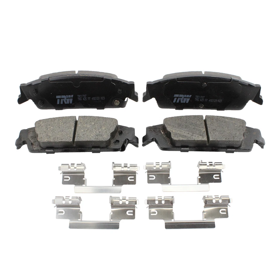 Juego de pastillas de freno traseras de cerámica TRW Pro con clips para Cadillac Chevrolet GMC Foto 2 de 4