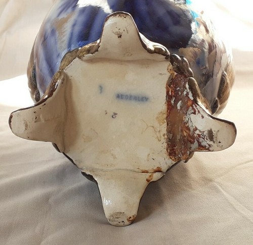 ANTIQUE WILLIAM ALSAGER ADDERLEY CERAMIC FLOW BLUE FLORAL VASE 9" - Picture 6 of 12