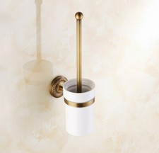 Antique Brass Wall Mounted Bathroom Toilet Cleaning Brush and Holder Set Qba271