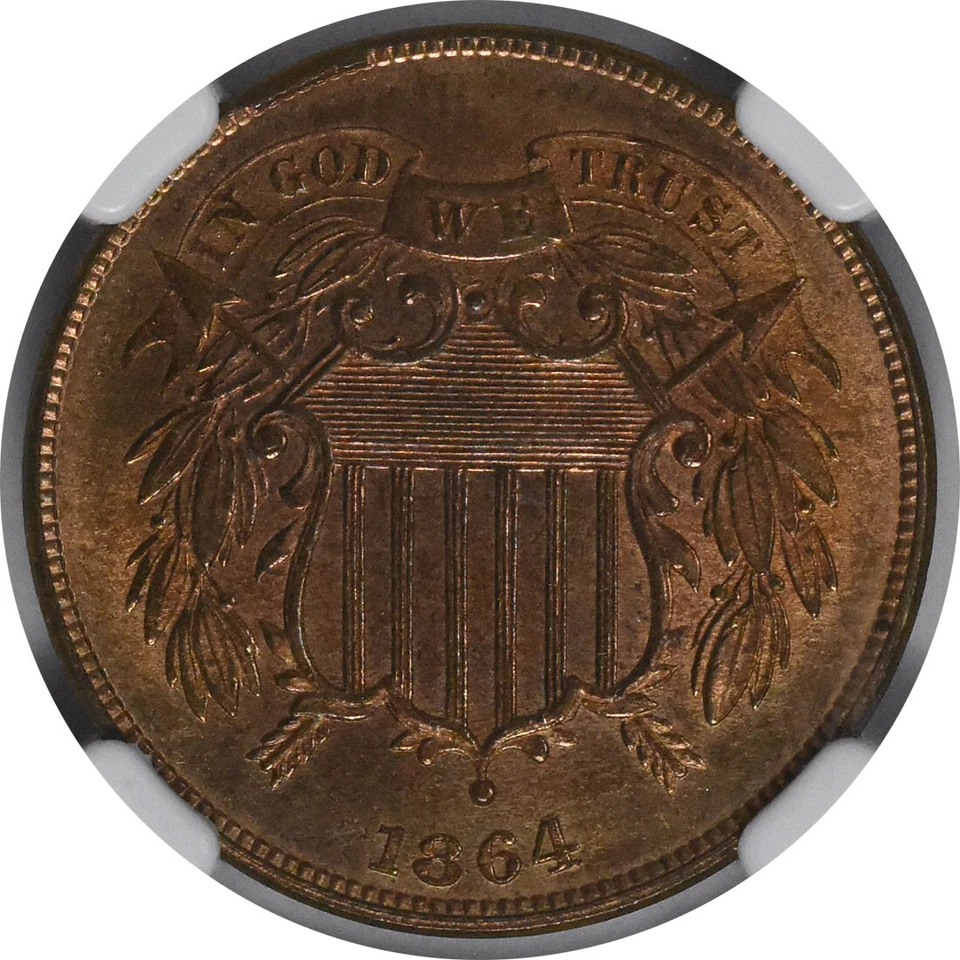 1864 Two Cent Piece MS66RB NGC - Image 3 of 4