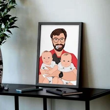 Custom Daddy and Kids Framed Portrait Poster