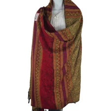 Tribal | Shawl/Throw | Yak + Sheep Blend | Handloomed | Reversible| Gold