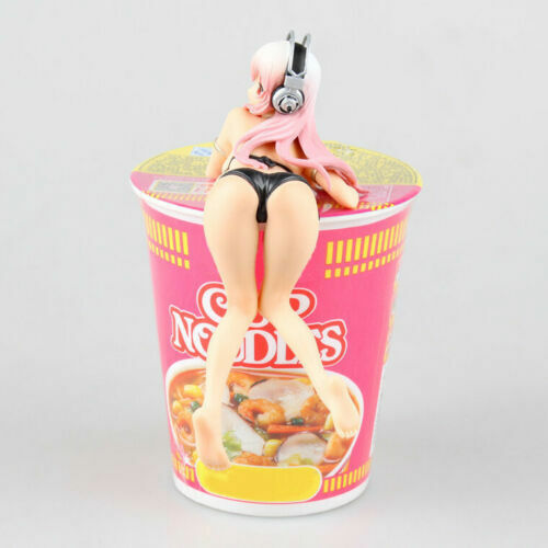 Figurine Super Sonico Anime Tasse Nouilles Bouchon Maillot PVC Figurine Jouet En Volume - Photo 4/12