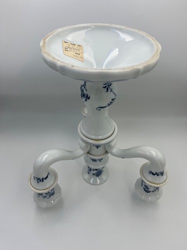 Vintage Blue Danube 4 Candle Candelabra Candlestick Blue Onion Rectangle Stamp - Picture 8 of 18