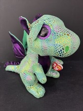 Ty Beanie Boos Cinder Dragon Glitter Eyes Metallic Tags Plush Stuffed Medium 9”