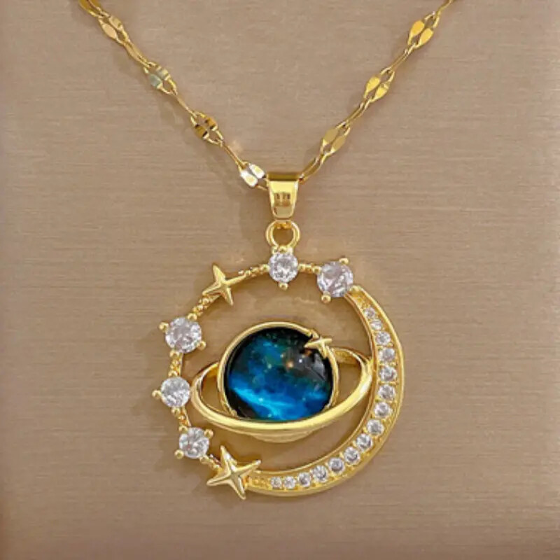 Necklace Stars and Moon Versatile Stainless Steel Exquisite
