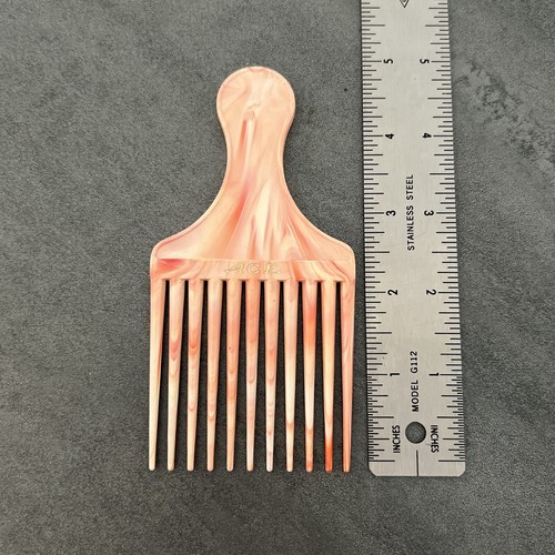 Pettine vintage per capelli asso viola marmorizzato rosa plettro/denti larghi, 5" - Foto 4 di 5
