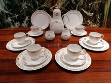 HEINRICH Germany - edles 21 teiliges Kaffeeservice /6 Personen / Golddekor / Rot