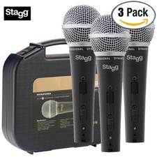 3-PACK Stagg SDM50-3 Professional Cardioid Dynamic Microphone with Hard Case