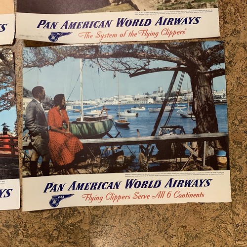 Lot (4) Vintage Pan American World Airways Josh Kronfeld Travel Posters - Picture 5 of 6