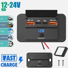 Car PD Type-C Fast Charger USB Port DC12V-24V Power Outlet Panel Socket AU