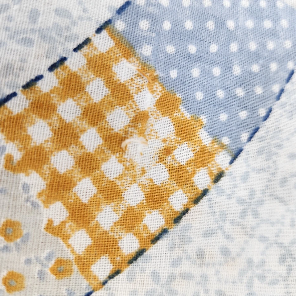 VTG Quilting Fabric Blue Yellow 1970 Style Unbranded Cotton Blend 45"w 1.5 Yards - Image 2 of 3