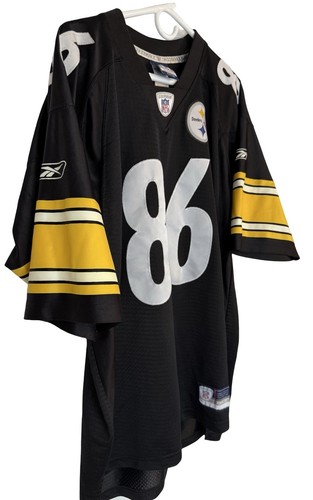 VTG Reebok On-Field NFL Pittsburgh Steelers #86 Hines Ward Home Jersey Black LG - Picture 3 of 16