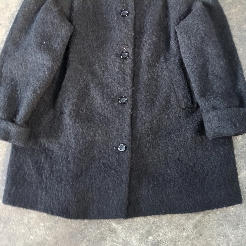 Vintage Mohair Peacoat Jacket Womens 18W Black Tog Shop Long Length - Image 3 of 4