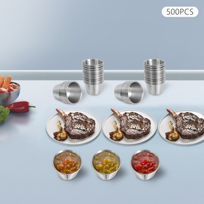 500 Stück Dip-Soßenbecher Edelstahl Mini-Dip-Schalen Für Dinnerpartys Hause 70ml