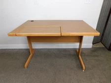 Danish Modern Solid Oak Drafting Computer Flip Up/Down Keyboard Desk Table SHIPS