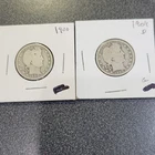 1900 & 1909  Barber Quarter 25C 90% Silver Lot of 2 #640