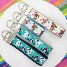 Cute Dog Keychains, Paw Print Keychain, Puppy Key Ring, Dog Mom Key Fob Wristlet