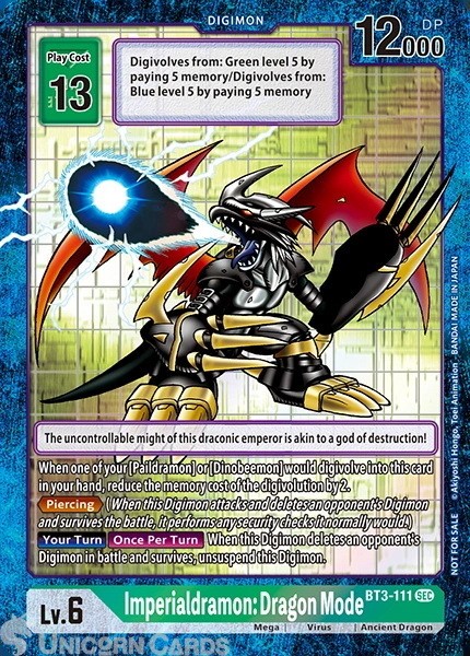 BT3-111 Imperialdramon: Dragon Mode :: Secret Rare Non-Foil Digimon Card :: Revi