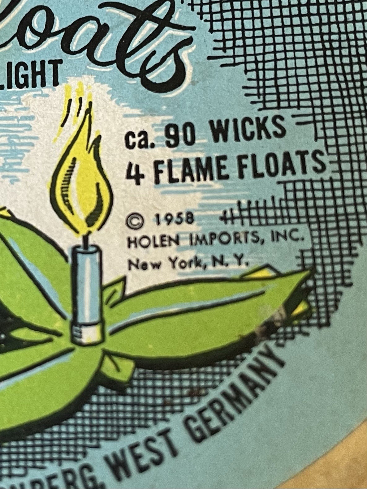 Vintage 1958 FLAME FLOATS Candles Original Glafney NACHT - LICHTE West Germany