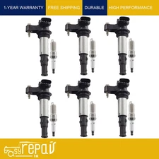 6pcs Ignition Coil and Spark Plug For 2005-2009 Saab 9-3 2.8L V6 012566569