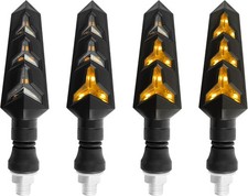 4PCS Motorcycle Turn Signals Flowing Amber LED Lights M10 12V Blinkers Kit