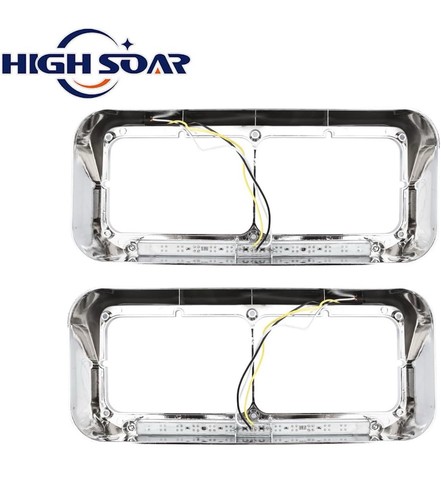 Pair Chrome Headlight Bezels w/LED Lens for Kenworth T400 T600 T800 W900B W900L - Picture 3 of 4