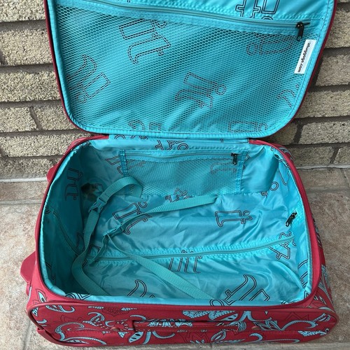 It Luggage Medium Upright 2 Wheel Expandable Suitcase Bag Red Blue Floral - Picture 7 of 12