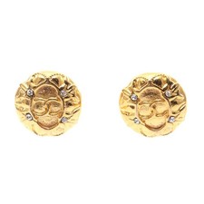 Chanel Coco Mark Earrings Plated Rhinestone Women Gold One Size