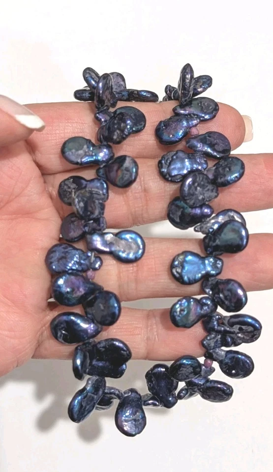 Collar vintage de perlas barrocas azul púrpura de 17" Cha Cha Foto 2 de 4