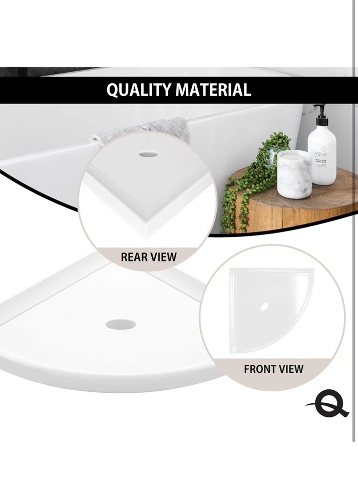 Prateleira de chuveiro Questech 8" canto, organizador de chuveiro retrofit para paredes de azulejos, branco - Imagem 3 de 4