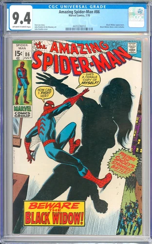 Amazing Spider-Man #86 High Grade Black Widow Bronze Age Marvel 1970 CGC 9.4