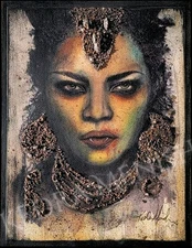 Eternal Allure 9x12 Female Vampire Crystal Infused Mixed Media Original Dark Art