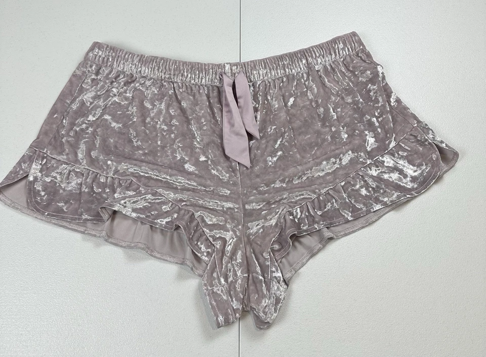 Victorias Secret Womens Lounge Ruffle Crushed Velvet Sleep Shorts Size XL - Image 2 of 4
