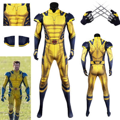 Deadpool 2 Wolverine James Logan Howlett Yellow Jumpsuit Gloves Claws Halloween