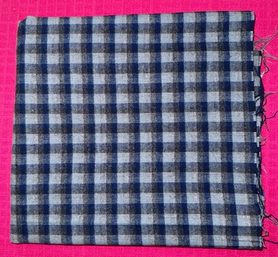 Tissu ancien tartan pure laine écossais bleu larg 50 cm x H 85 cm D202 - Photo 1/4