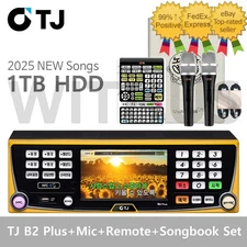 TJ Taijin Media B2 Plus Karaoke Machine System 1TB+Wired Mic+Remote+SongBook=