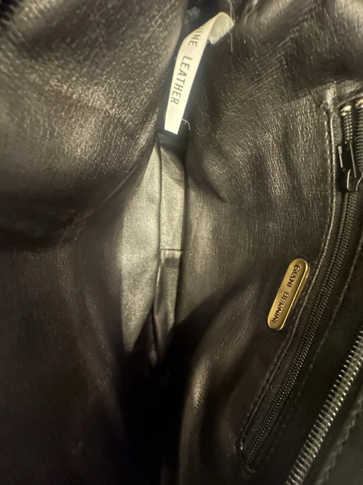 GIANI BERNINI Black Quilted Leather Crossbody Shoulder Bag Chain Strap Vintage - Image 3 of 4