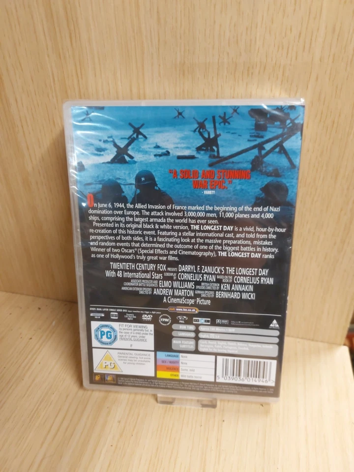 The Longest Day [DVD] John Wayne • Henry Fonda • Robert Mitchum PG  New Sealed - Image 2 of 2