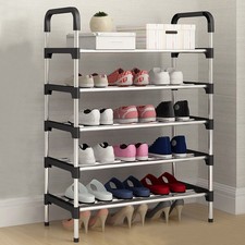 5 Tier Large Metal Shoe Rack Shoe Storage Organiser Shelf Stand Entrance Hallway