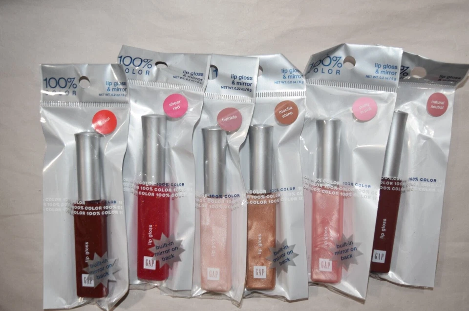 6x Gap 100% Lip Gloss & mirror - 6 flavors - Sealed - Image 2 of 2