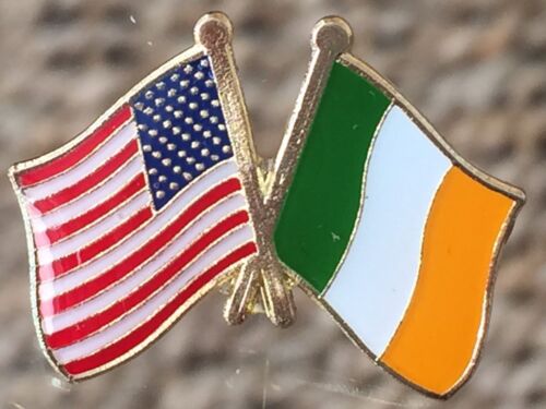 Ireland and America Crossed Friendship Flag Lapel Pin ( 2 pins) - Picture 1 of 2