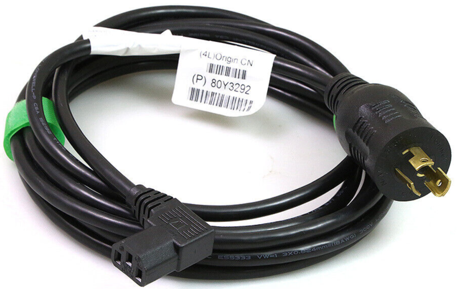 80Y3292 Power Cable, Twist Lock, Right Angle Plug, 13ft (New