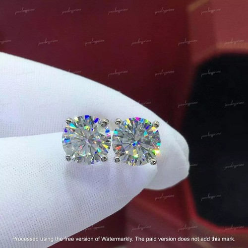 3Ct Round Cut Lab Created Diamond Solitaire Stud Earrings 14K White Gold Plated - 第 1/6 張圖片