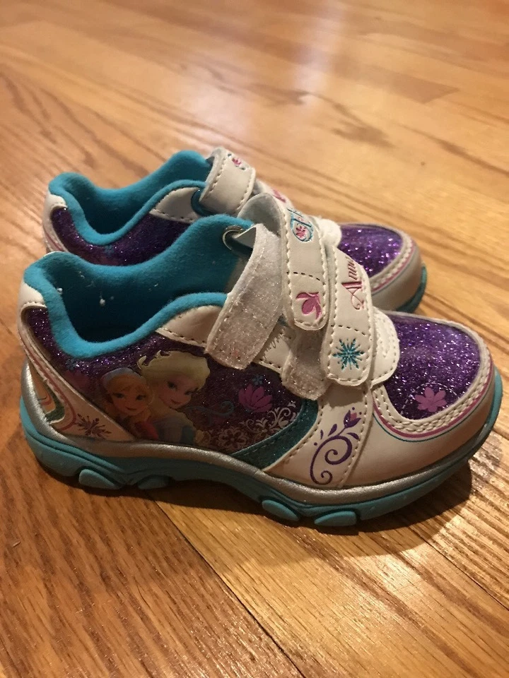 Zapatilla deportiva Disney Frozen Twinkle Light ANNA ELSA para niñas pequeñas zapatos talla 7 # Foto 2 de 4