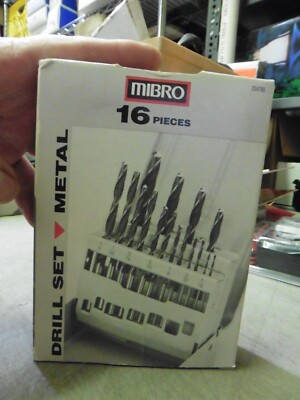 New Old Stock Mibro 16 Piece Metal Drill Bit Set 1/16''- 3/8''