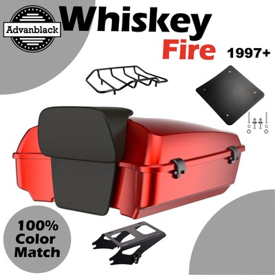 Whiskey Fire Chopped Tour Pak Pack Trunk Fits Harley Street Road Glide 1997+