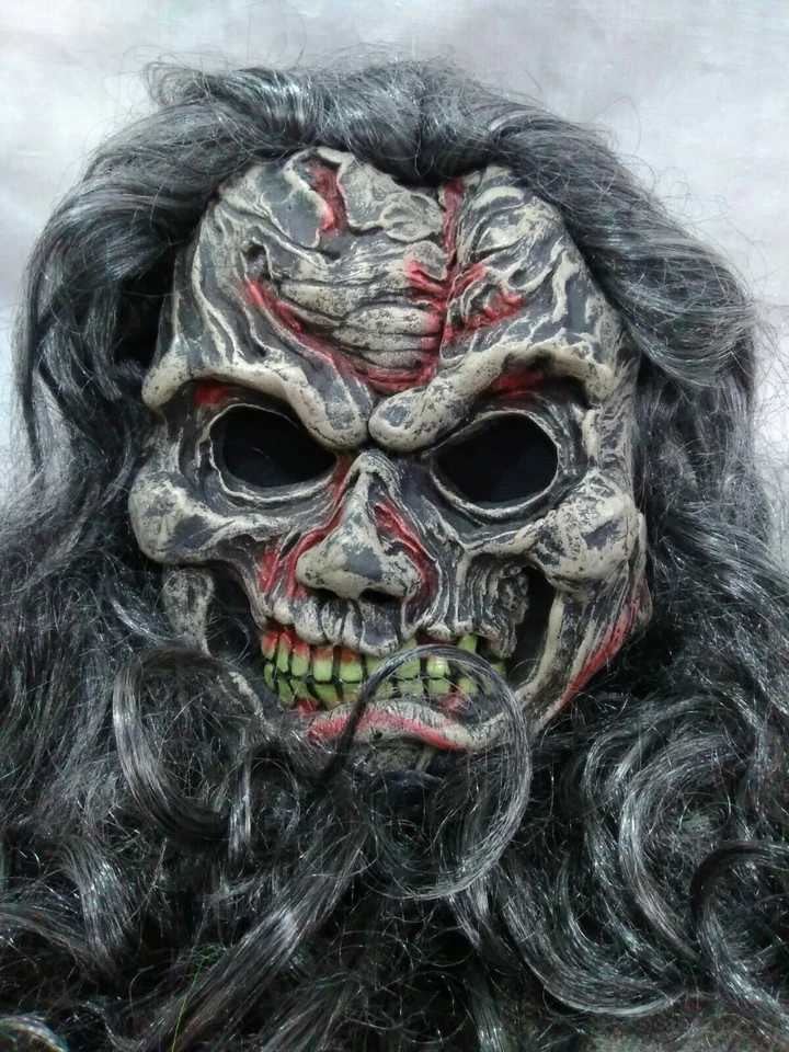 Decaying Zombie Latex Mask With Hair Adult Costume Accessory - Image 4 of 4